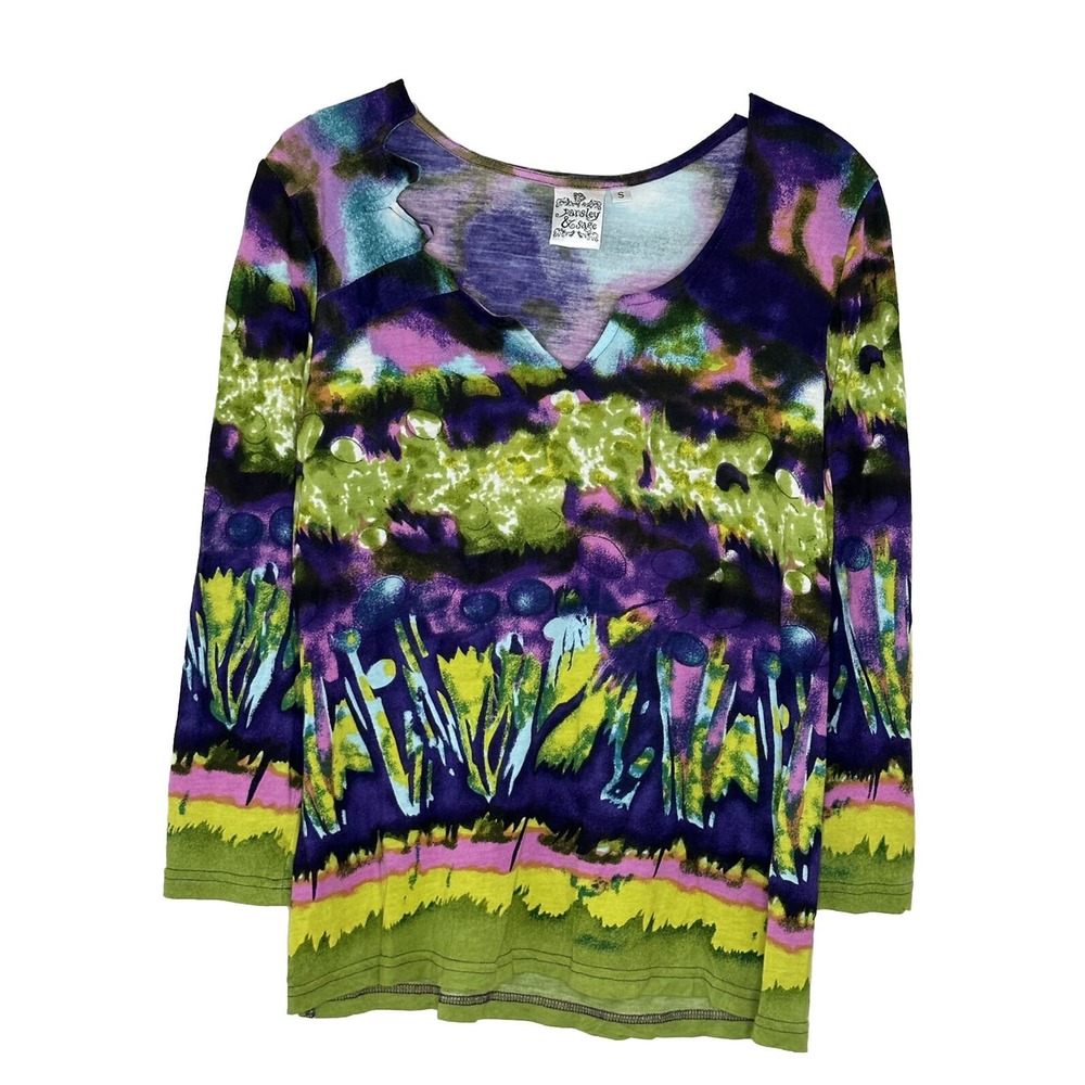 Parsley & Sage Blouse Womans Colorful Geometric Sleeve V Neck Size Small